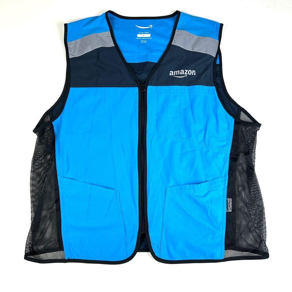 Amazon flex delivery mens work vest Sz XS/Small blue reflective Luly yang